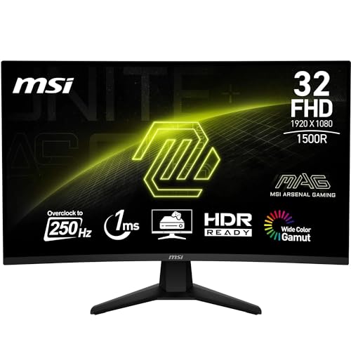 MSI Moniteur MSI 31,5″ 1080p 180Hz VA Courbé HDR sRGB 101 VESA Type-C
