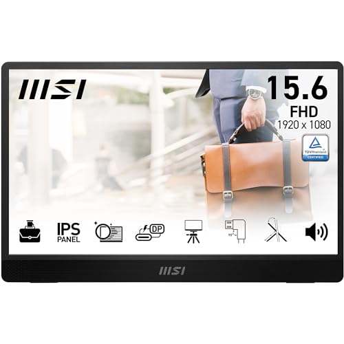 MSI Pro MP161 E2U écran Portable 15,6 Full HD - Dalle IPS 1920 x 1080, 60 Hz, écran respectueux des Yeux (PC, Portable, Mobile), HP intégrés - Mini-HDMI 2.0b, 2 x USB Type-C
