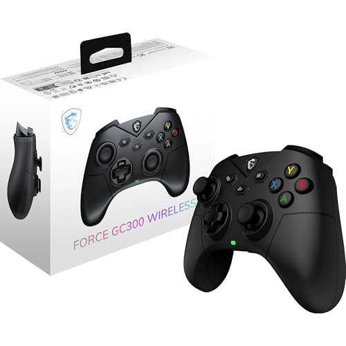 MSI FORCE GC300 WIRELESS Manette gaming pour PC - 2.4 GHz, Bluetooth, USB Type-C vers A - filaire sans fil, batterie Li-ion 600mAh (20h), D-Pad interchangeable, deux moteurs à vibration