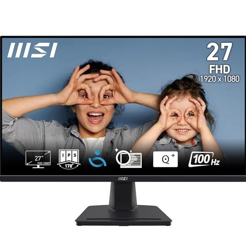 MSI Pro MP275 écran bureautique 27 Full HD - Dalle IPS 1920 x 1080, 100 Hz, écran respectueux des Yeux, Haut-parleurs intégrés, inclinable - HDMI 1.4b, D-Sub (VGA)
