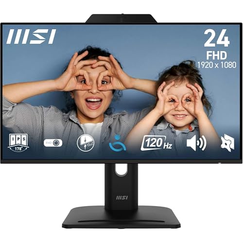 MSI Pro MP242A E2 Écran bureautique FHD 23,8 - Dalle IPS 1920 x 1080, sans Bord sur 4 côtés, 120 Hz, 1 ms, écran Eye-Friendly, Haut-parleurs intégrés, HDMI 1.4b, DP 1.2a, VGA