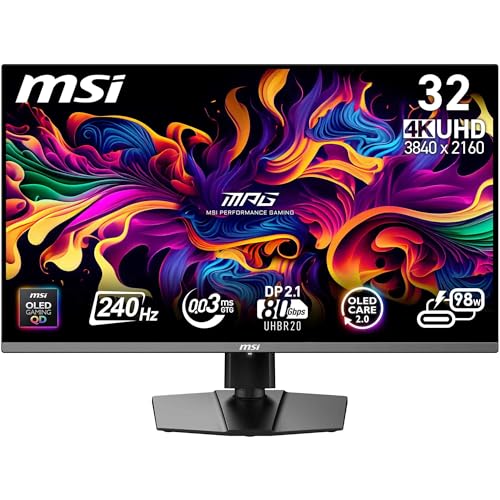 Msi Mpg 322urxde QD-Oled - OleD-Monitor - Gaming - 81.3 Cm (32 ) (31.5 Sichtbar) - 3840 X 2160 Uhd @ 240 Hz - 1000 Cd m - 1500000 1 - Displayhdr 40