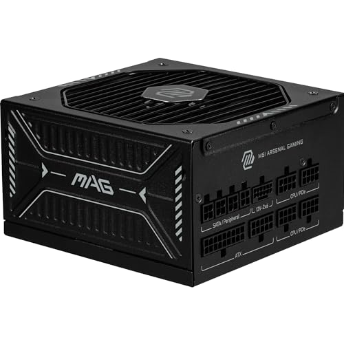 MSI MAG A1000GLS PCIE5 Bloc d'alimentation, 1000 W, 80 Plus Gold, ATX 3.1, Prise en Charge du processeur Graphique PCIe 5.1, natif 12 V-2 x 6, connecteur Bicolore 12 V-2 x 6, Bloc d'alimentation ATX