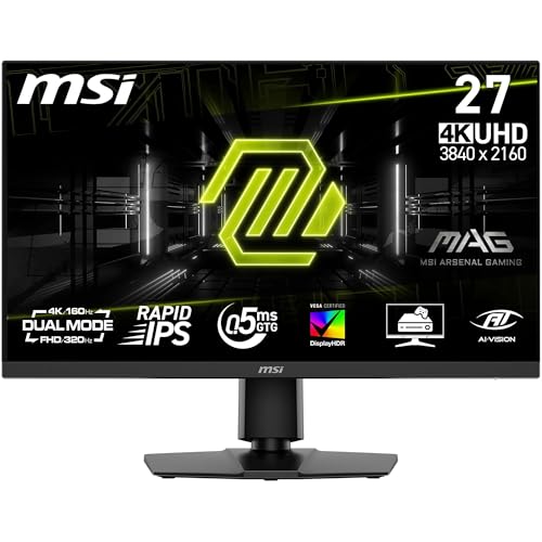 MSI MAG 272URDF E16 Écran Gaming 27'' UHD - Dalle Rapid IPS 3840 x 2160, 200 Hz 0,5 ms, DisplayHDR 400, AMD FreeSync Premium, Dual-Mode, HDMI 2.1, DP 1.4a, Inclinaison et Hauteur réglable, Noir