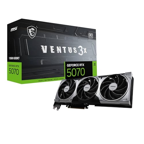MSI Carte graphique MSI GeForce RTX 5070 VENTUS 3X OC 12 Go GDDR7 Reflex 2 RTX AI DLSS4