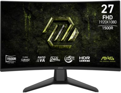 MSI MAG 274CF X24 écran Gaming incurvé FHD de 27 - Dalle Rapid VA 1920 x 1080 1500R, 240 Hz, 0,5 ms, HDR Ready, AMD FreeSync Premium, HDMI™ 2.0b, DP 1.2a, Inclinaison réglable, Compatible VESA, Noir