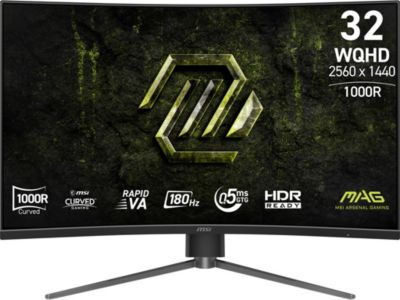 MSI Ecran PC MSI MAG 325CQPF E18 31,5 Wide Quad HD 180Hz VA Courbe Ajustable