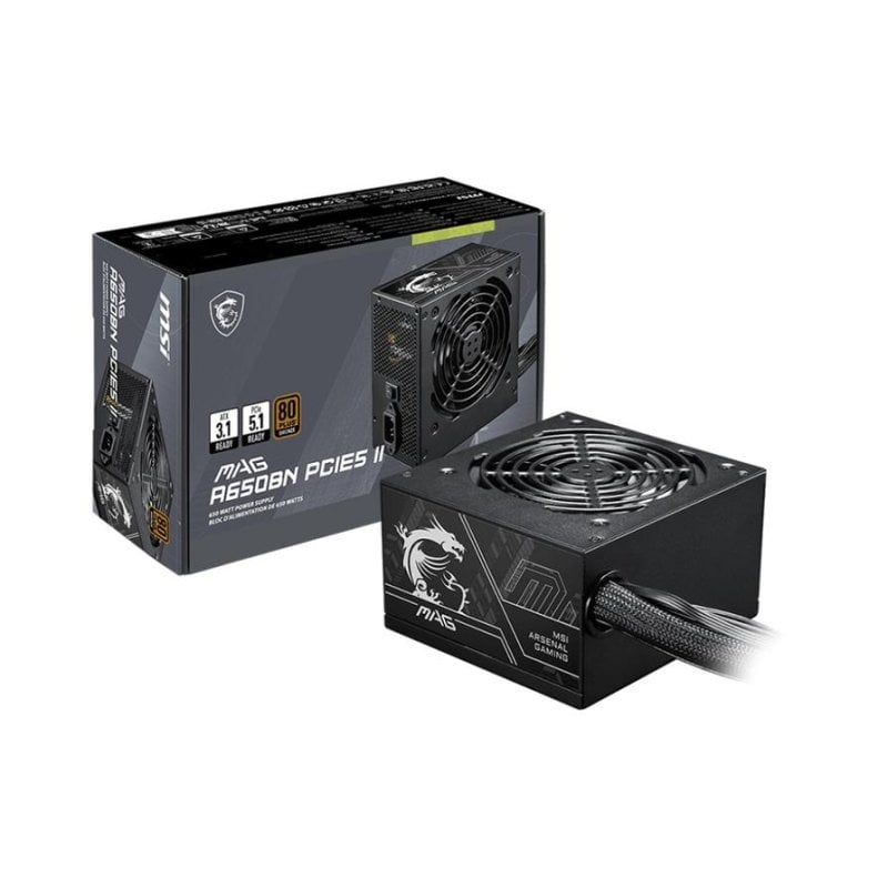 MSI Fuente de Alimentación MSI MAG A650BN PCIE5 II 650W 80 PLUS Bronze ATX