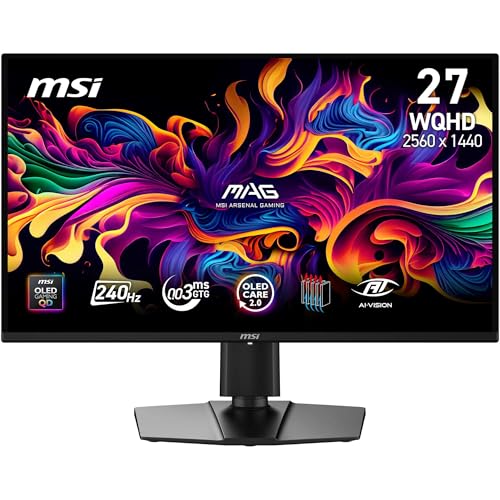 MSI MAG 274QPA QD-OLED X24 écran Gaming 27 WQHD - Dalle Quantum Dot OLED 2560 x 1440, 240 Hz, 0,03 ms, Compatible G-Sync, AMD FreeSync Premium, HDMI 2.1, DP 1.4a, Inclinaison Hauteur réglables, Noir