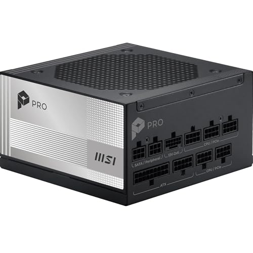 MSI MAG A1000PLS PCIE5 Bloc d'alimentation, GPU Safeguard, condensateur Principal 105 °C, Ventilateur Safeguard, 1000 W, 80 Plus Platinum, ATX 3.1 Ready, Native 12 V-2 x 6, câble embossé