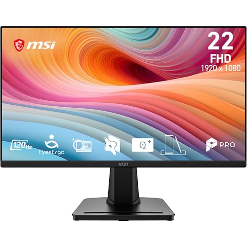 MSI Pro MP225A E12VL Écran bureautique 22'' FHD- Dalle VA 1920 x 1080, 144 Hz, 1 ms, Adaptive-Sync, HDMI 1.4b, Inclinaison réglable, Compatible VESA, Noir