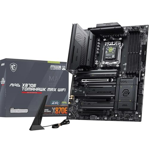 MSI MAG X870E Tomahawk Max WiFi Carte mère, ATX - pour processeurs AMD Ryzen 9000 8000 7000, AM5 - VRM 80A SPS, DDR5 Memory Boost (OC jusqu'à 8400 MT s), PCIe 5.0 x16, 2X M.2 Gen5, Wi-FI 7, 5G LAN