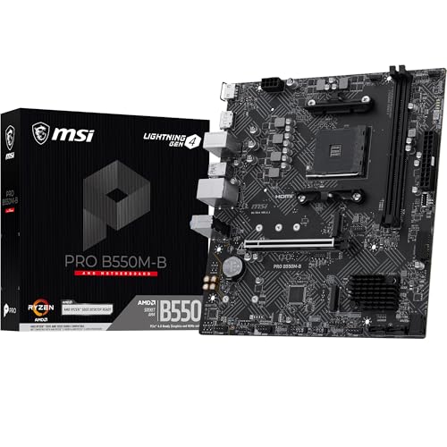 MSI PRO B550M-B Carte mère, mATX - Prend en charge les processeurs AMD Ryzen séries 5000 5000 G, 4000 G et 3000 3000 G, AM4 - Mémoire DDR4 Boost (OC jusqu'à 4600 MT s), PCIe 4.0 x16, M.2 Gen4, LAN 1G