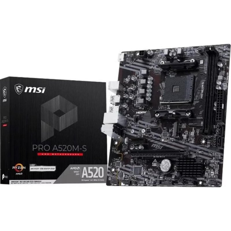 MSI Carte mère MSI A520M-S AMD A520 AM4 DDR4 Micro ATX USB-A compacte