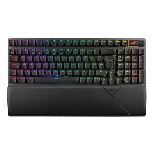 ASUS ROG Strix Scope II 96 Clavier de Jeu sans Fil, Connexion trimode, Mousse amortissante et Coussinets d'amortissement des commutateurs, commutateurs à Neige pré-lubrifiés ROG NX remplaçables à