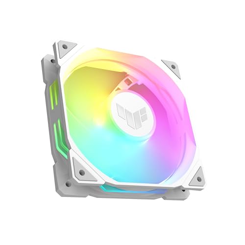 ASUS TUF Gaming TR120 ARGB Standard Blade White Ventilateur de boîtier (120 mm PWM, 2000 TR Min, 3,3 mm H2O, 77,4 CFM, 16 LED RVB adressables Individuellement, Blanc)