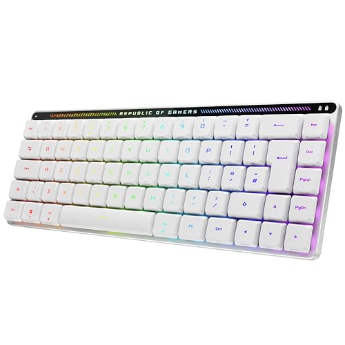 ASUS ROG Falchion RX Clavier de Jeu sans Fil Compact 65 Compact, commutateurs optiques pré-lubrifiés RX Rouge, Mousse amortissante en Silicone, écran Tactile, RVB, Compatible Apple Mac, Disposition