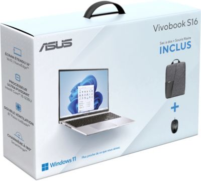 Ordinateur portable ASUS Pack Vivobook S1605ZA sac a dos souris
