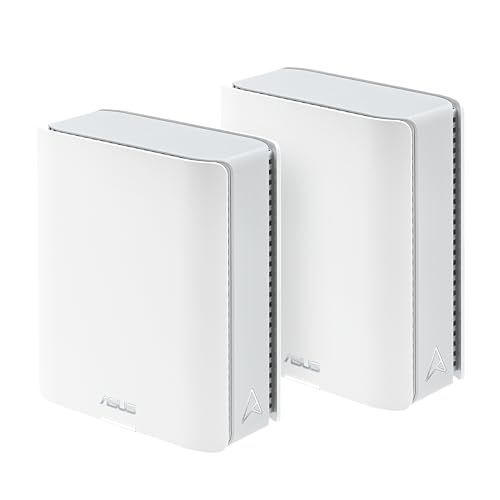 ASUS ZenWiFi BT8 - Pack de 2 - Système WiFi 7 Mesh, Double-Bande, 14 Gbps, 550m2, Double Ports 2,5G, sécurité et contrôles parentaux Inclus, Smart Home Master SSIDs, 4G 5G Mobile Tethering