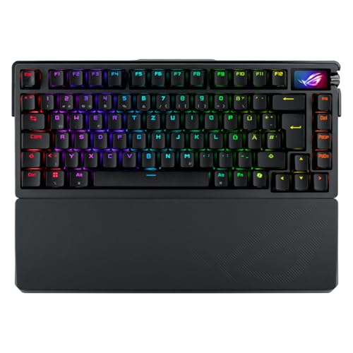 ASUS ROG Azoth Extreme Clavier de Jeu 75 (Disposition QWERTZ, commutateurs mécaniques ROG NX, écran Tactile OLED, Triple Bouton de contrôle, sans Fil Via Bluetooth, 2,4 GHz RF sans Fil, USB,