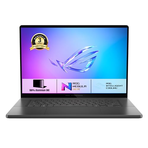 ASUS ROG ZEPHYRUS-G16-GU605CW-Q06W 16 Pouces 2.5K 240Hz OLED PC Portable (Intel Core Ultra 9 Processeur 5.4 GHz, 64GB LPDDR5X RAM, 1TB SSD, NVIDIA GeForce RTX 5080, Windows 11 Home) – Clavier AZERTY