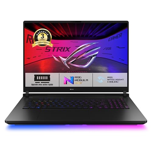 ASUS ROG Scar 18 G835LW-SA138W 18 Pouces 2.5K 240Hz PC Portable (Intel Core Ultra 9 Processeur 2.7 GHz, 32GB DDR5, 1TB SSD, NVIDIA GeForce RTX 5080 Laptop GPU, Windows 11 Home) – Clavier AZERTY RGB