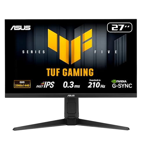 ASUS TUF Gaming VG27AQL5A - Moniteur Gaming 27 QHD (2560x1440), 210Hz (OC), Fast IPS, ELMB Sync, 0.3ms GTG, Haut-parleurs Stéréo, DisplayWidget Center, Gaming AI, Ajustable en Hauteur