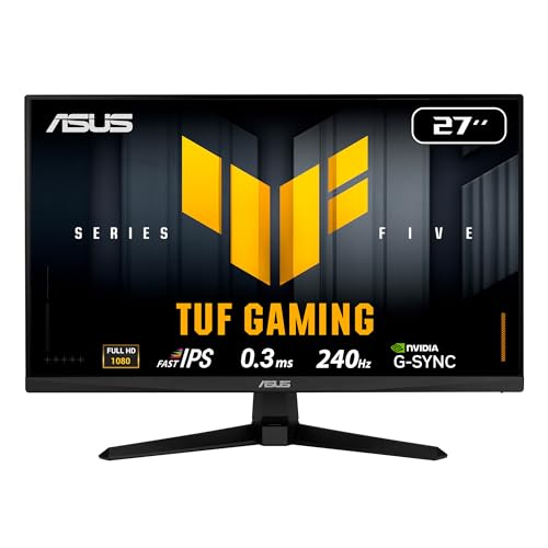 ASUS Moniteur Gaming TUF VG279QM5A – 27 , Full HD, Fast-IPS, 240Hz, 0,3ms, G-Sync, FreeSync Premium, ELMB Sync, 99 sRGB, DisplayWidget Center, Gaming AI