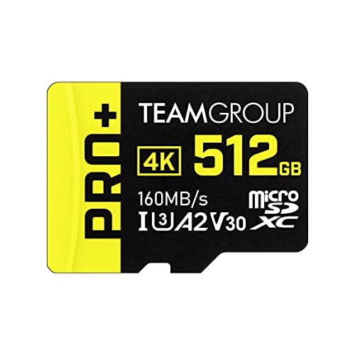 TEAMGROUP Carte Micro SDXC UHS-I U3 A2 V30 A2 V30 de 512 Go - Lecture écriture jusqu'à 160 110 Mo s - pour Nintendo Switch, Steam Deck, tablettes, Smartphones avec Adaptateur TPPMSDX512GIA2V3003