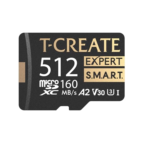TEAMGROUP T-Create S.M.A.R.T Carte mémoire flash A2 512 Go Micro SDXC U3 V30 4K R W Vitesse jusqu'à 160 150 Mo s pour créateurs, compatible avec GoPro, Insta360 TTCS512GIA2V3003
