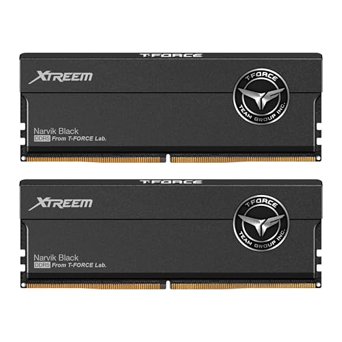 TEAMGROUP T-Force FFXD532G6400HC32ADC01 XTREEM DDR5 32 Go (2 x 16 Go) 6400 MHz PC5 51200 CL32 A-DIE Module de mémoire RAM pour ordinateur de bureau Intel XMP 3.0 et AMD Expo, noir