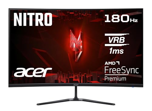 Acer Nitro ED320QRS3biipfx, Écran PC Gaming incurvé 31.5 FullHD VA, 180Hz (1920x1080, 16 9, AMD FreeSync Premium, 1ms (VRB), 250Nits, 2xHDMI 2.0 1xDP 1.4) Moniteur PC, Couleur Noir