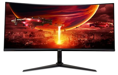 Acer Nitro XZ342CUV3, Écran PC Gaming Incurvé 34 UltraWide QHD, 180Hz (Curve 1500R, 3440x1440, 21 9, Freesync Premium, 1ms (VRB), 400Nits, 2xHDMI 2.0 1xDP 1.4) Moniteur PC curve, Pied Ajustable, Noir