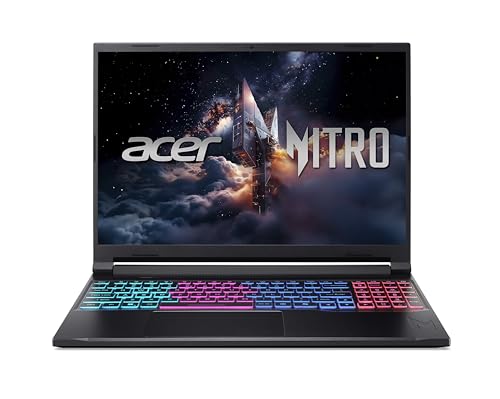 Acer Nitro V 16S AI (ANV16S-41-R93W) Ordinateur portable de jeu, écran 16 WQXGA IPS 180 Hz, AMD Ryzen 7 260, 16 Go de RAM, SSD 1 To, NVIDIA GeForce RTX 5070, Windows 11, clavier QWERTZ, noir
