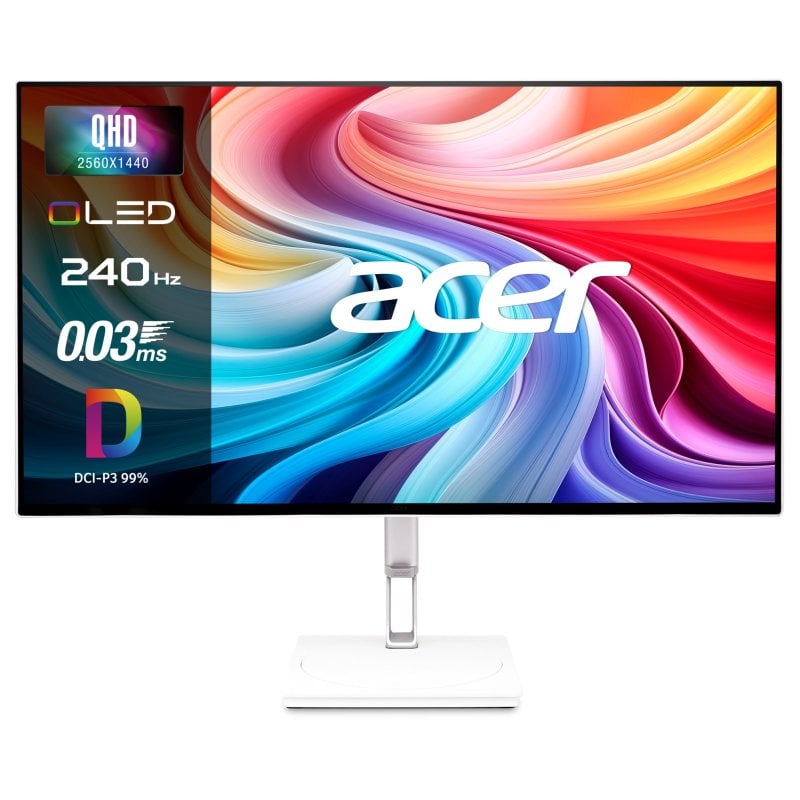 Acer Écran PC Acer CE270UXWMIIPPRX 26,5 Quad HD 240Hz QD-OLED Ajustable hauteur 0,03ms