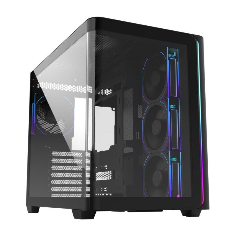 fsp Boîtier PC FSP M580-BP Plus Midi Tower Black ARGB Verre Trempé