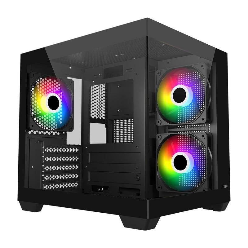 fsp Boîtier PC FSP S140-BA Mini Tower ARGB Black mATX Mini-ITX Verre Trempé