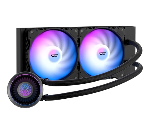 darkFlash DNA240A AIO Refroidisseur liquide pour processeur, pompe haute performance, synchronisation ARGB, ventilateurs PWM, avec logo darkFlash personnalisable, compatible avec Intel 1700 1200 115X,