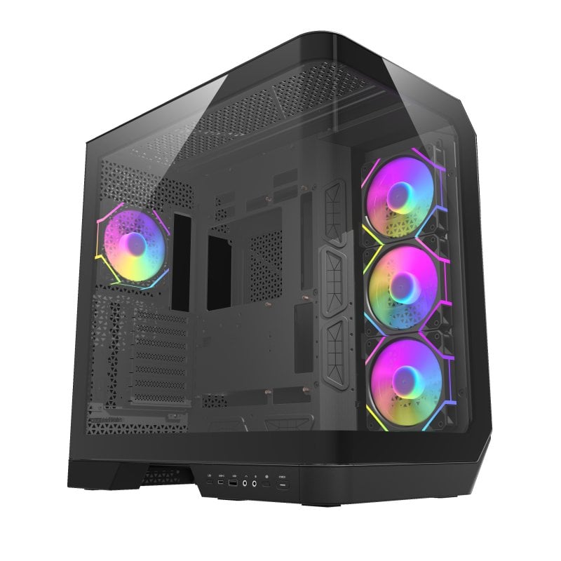 darkflash Boîtier PC darkFlash DY570 Black Full Tower Verre Courbé 4x ARGB PWM