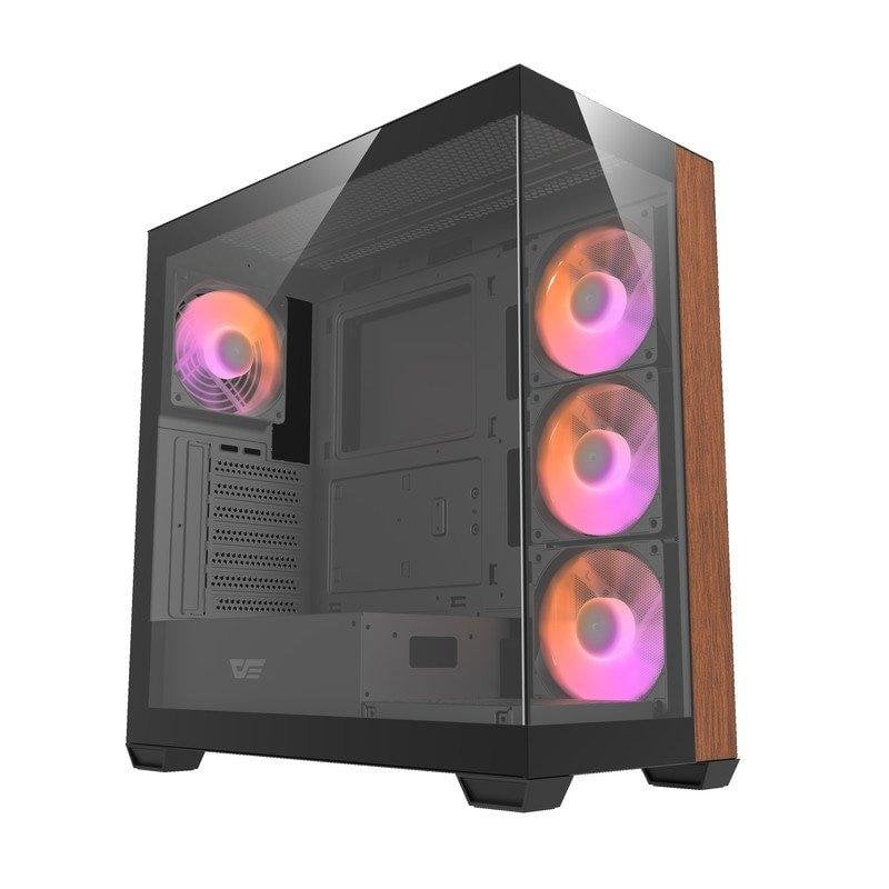 darkflash Boîtier PC darkFlash Ds900 Black Double Verre Trempé Bois USB-C ATX