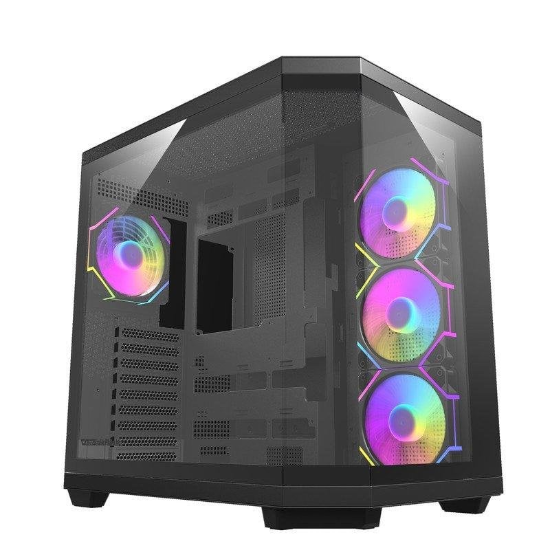 darkflash Boîtier darkFlash DQX80 Black Full Tower triple verre trempé ARGB USB-C