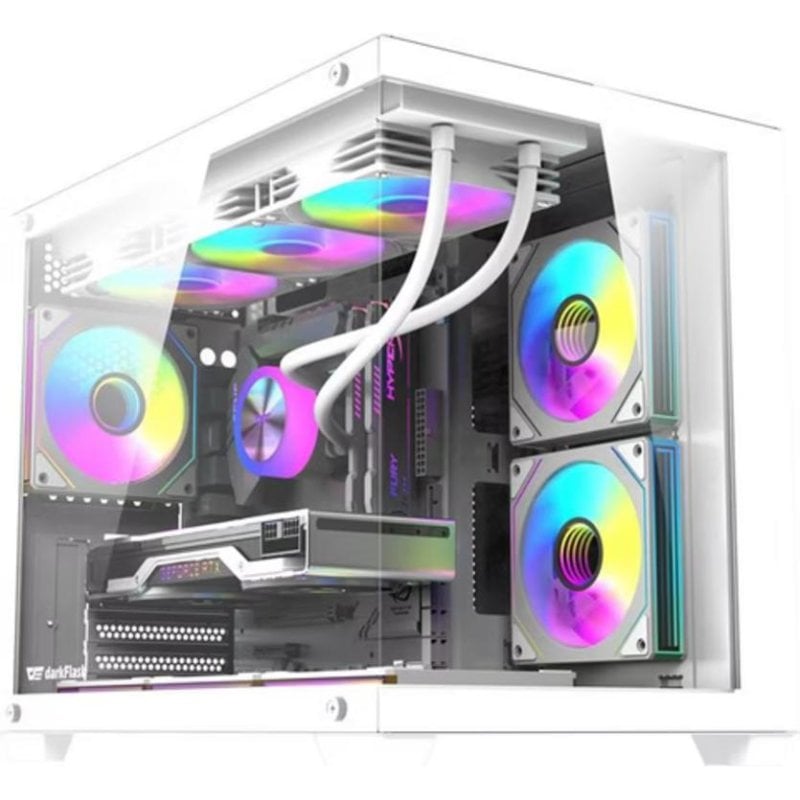 darkflash Boîtier PC Darkflash B275 PRO White avec 6 Ventilateurs et Panneau en Verre