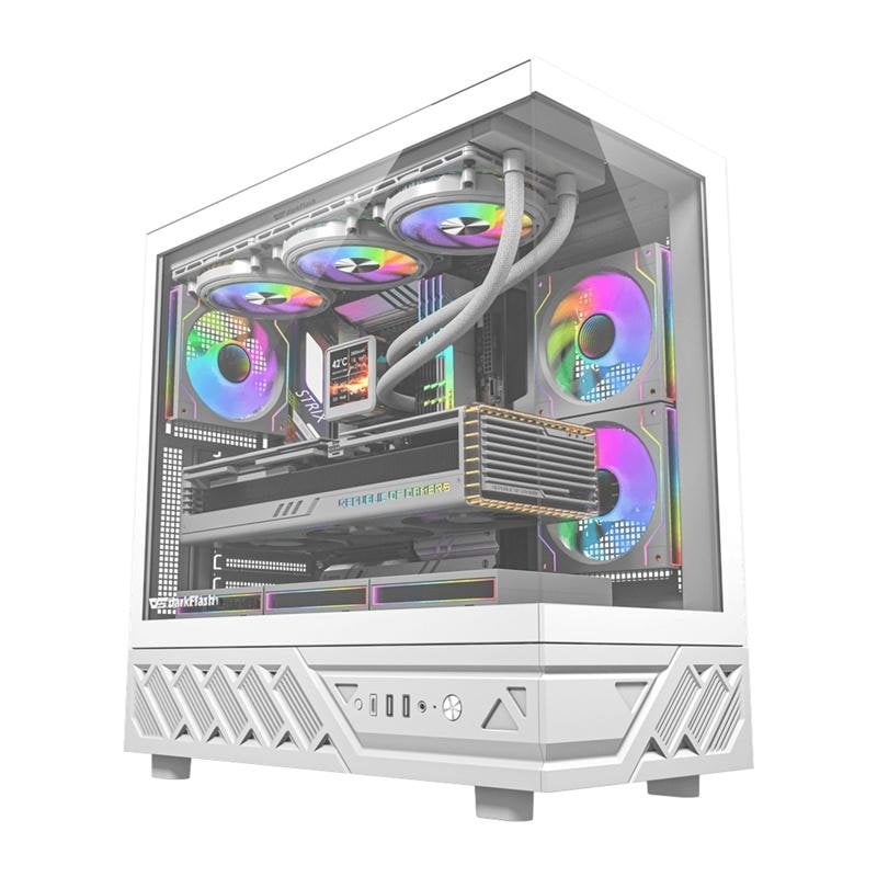 darkflash Boîtier PC DarkFlash DS950 White ATX M-ATX ITX 270° Verre Trempé