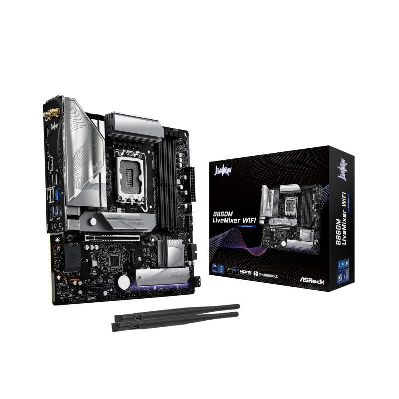 ASRock Carte mère Asrock B860 Micro ATX LGA 1851 B860M LiveMixer WiFi 6E DDR5 M.2