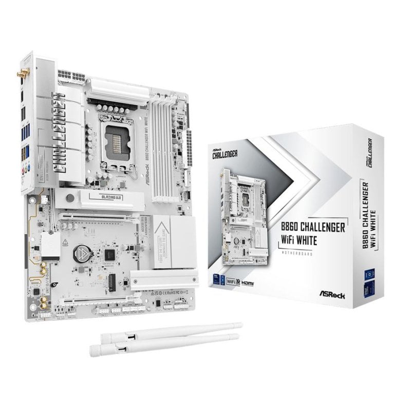 ASRock Carte mère AsRock B860 Challenger WiFi White Intel B860 LGA 1851 DDR5 ATX WiFi 7 2.5GbE RAID