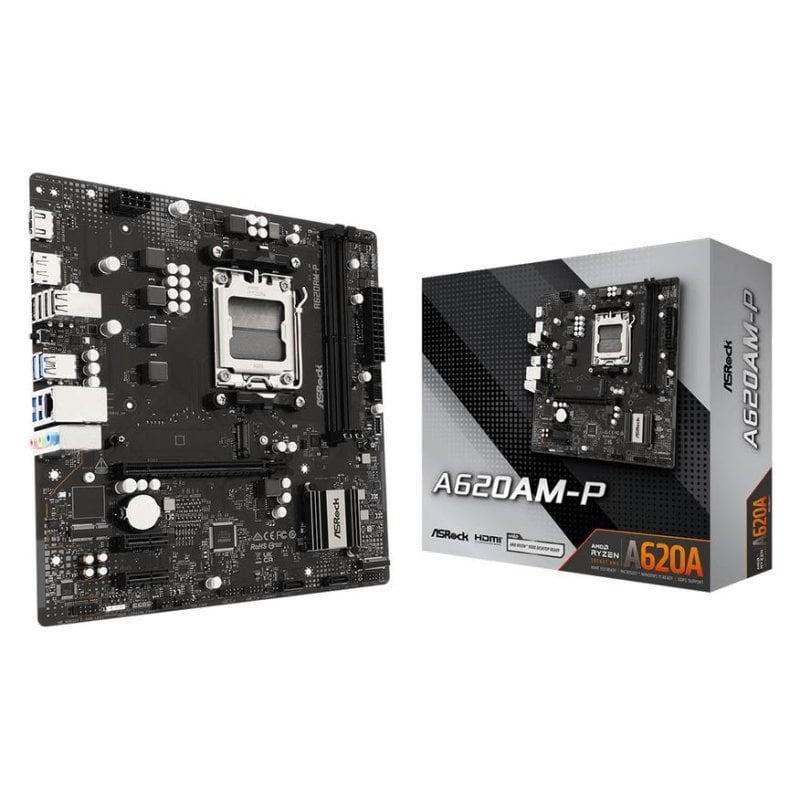 ASRock Carte mère Asrock A620AM-P AMD A620A Socket AM5 DDR5 Micro ATX Sans Wifi