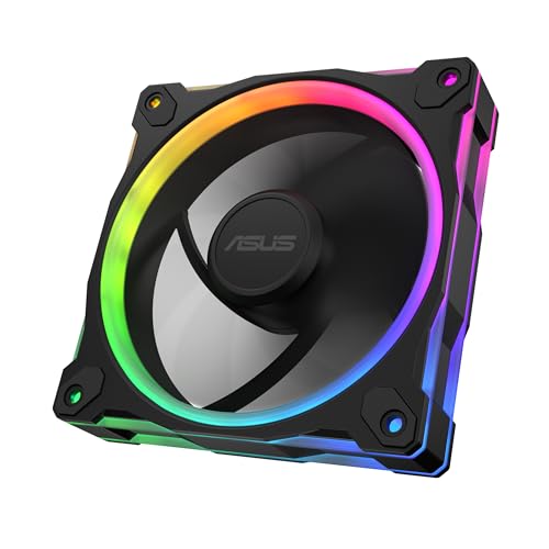 ASUS PRIME MR120 ARGB REVERSE (Noir) – Ventilateurs de boîtier (120mm PWM, 20 ARGB LED, vitesse du ventilateur de 1600 tr min, débit d'air de 58 CFM, cadre de 28 mm d'épaisseur, Aura Sy RGB)