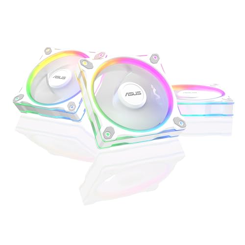 ASUS PRIME MR120 ARGB REVERSE (Blanc) – Lot de 3 ventilateurs de boîtier 3 en 1 (120mm PWM, 20 ARGB LED, vitesse 1600 tr min, débit d'air de 58 CFM, cadre de 28 mm d'épaisseur, Aura Sy RGB)