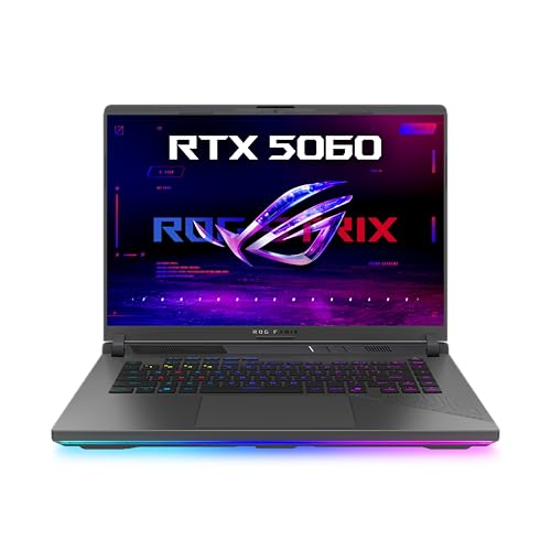 ASUS ROG Strix G16 G614FM Ordinateur portable | 16 WUXGA 165 Hz 3ms 16 9 IPS Display | AMD Ryzen 9 9955HX | 16 Go de RAM | SSD 1 To | NVIDIA RTX 5060 | Win11 Home | QWERTZ | Eclipse Grey | 3 mois