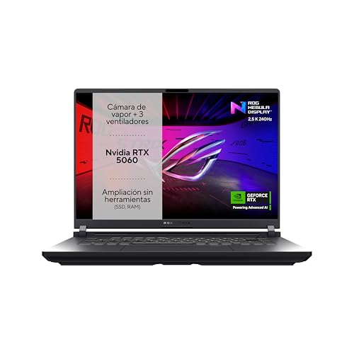 ASUS ROG Strix G16 G615JMR-RV004 Ordinateur Portable Gaming 16 WUXGA 165 Hz, Intel Core i7-14650HX, 32 Go de RAM, SSD 1 to, RTX 5060 8 Go, sans système d'exploitation, Gris, Eclipse, Espagnol